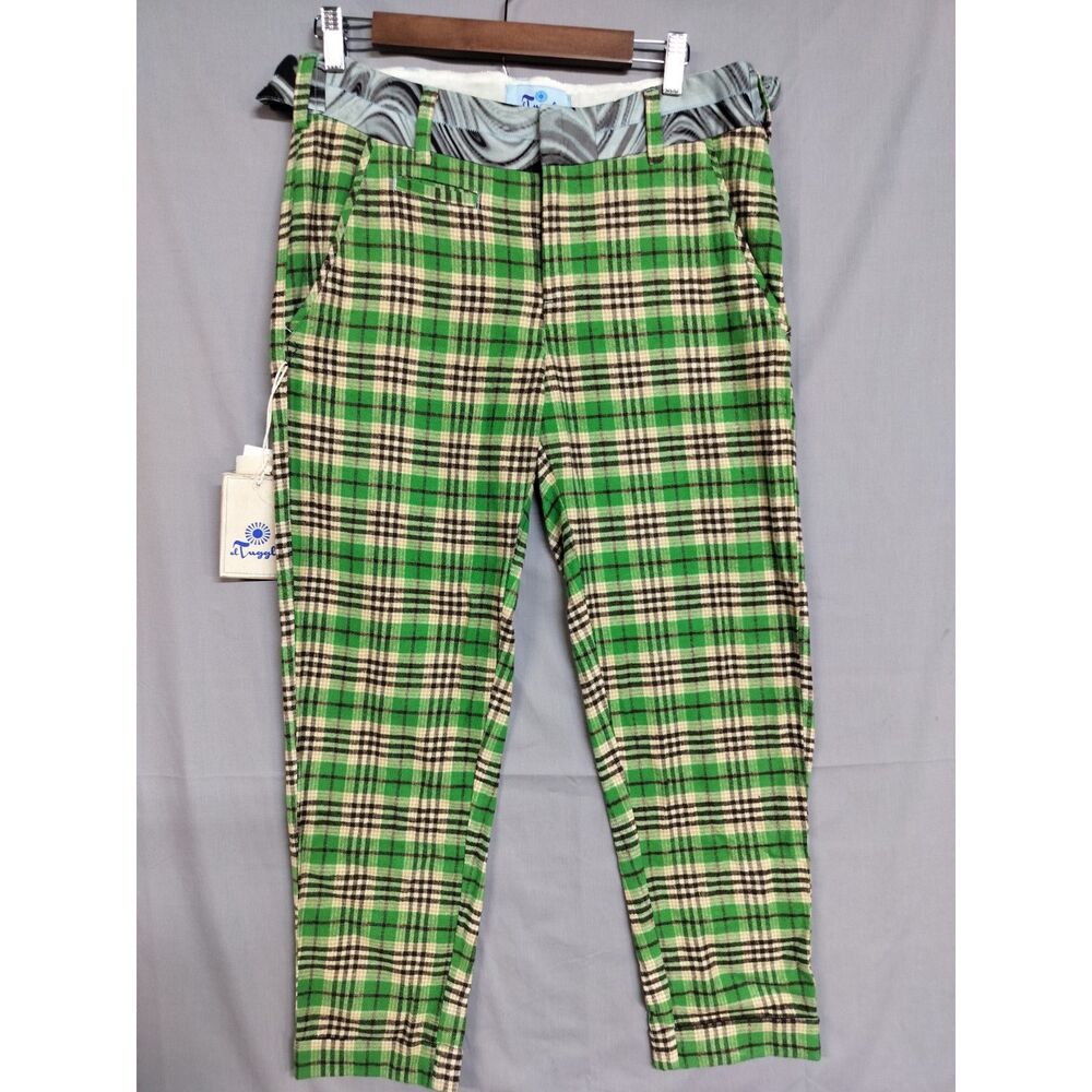 El Tuggle Green Plaid 30 unisex pants flannel New nwt punk rockabilly grunge ska